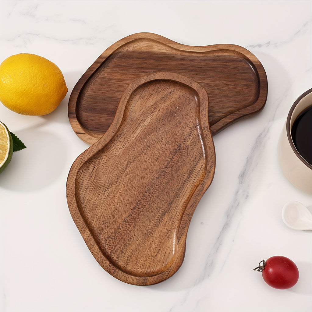 Cross-Border Japanese Acacia Wood Tray, Cloud-Shaped & Peanut-Shaped Tea Tray, Coffee Cup Heat-Resistant Wooden Plate, Cake & Dessert Small Wooden Dish – Factory Direct