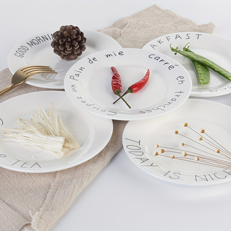 4-Piece Set, 6-Inch Ceramic Plates, Breakfast Plate, Sandwich, Bread, Cake, Dessert & Fruit Plate, Salad Plate – Perfect for Home Kitchen, Simple Modern Nordic Style Ceramic Flat Dish Tableware, Microwave & Dishwasher Safe