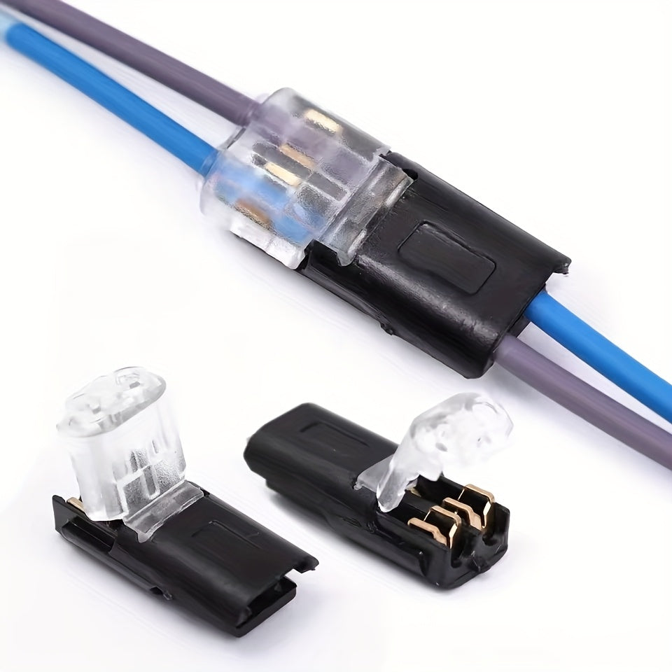 10/20/50pcs Wire Insertion Connector with Lock Catch - Pluggable LED Wire Connector, 2-Pin 2-Way Wire Connector, AWG 18-22, No Wire Stripping Required