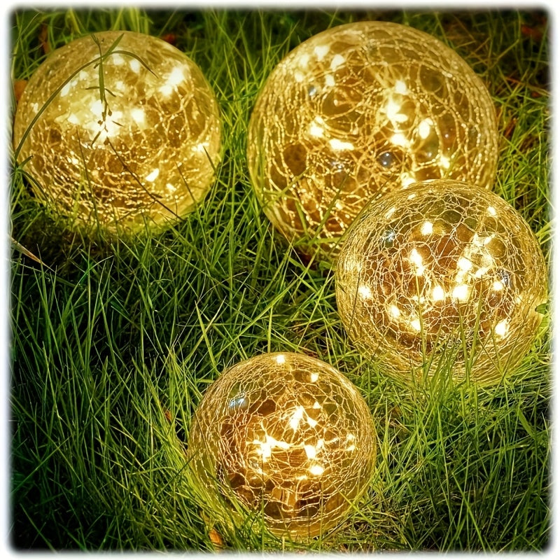 Halloween Solar LED Garden Globe Light, Cracked Glass Sphere LED Outdoor Decorative Light, Perfect for Halloween, Christmas, Easter, Patio, Lawn, Garden Lighting | Elegant Globe Light