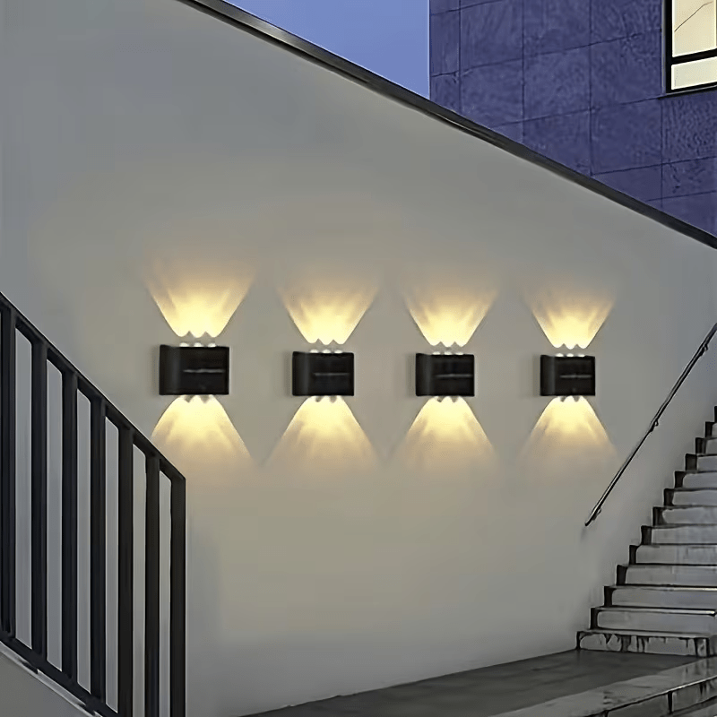 2-Pack Solar 6LED Wall Light, Outdoor Solar Spotlight, IP65 Landscape Balcony Exterior Wall Decorative Solar Wall Light, Outdoor Exterior Wall Light Wall Mount, Dusk to Dawn, Suitable for Outdoor Garden Wall Path Wall Light Warm Light