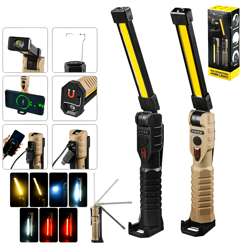 Foldable LED Emergency Floodlight, Portable Strong Magnetic COB Work Light, C-Type Rechargeable Flashlight, Ultra-Bright Light