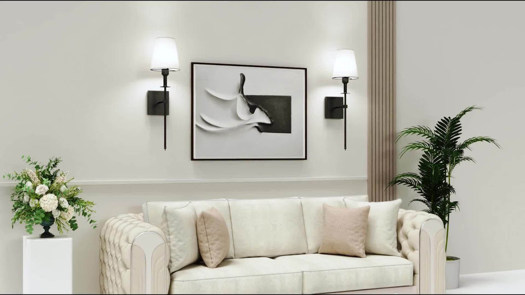 Upgraded RGB remote control wall light, equipped with rechargeable battery and white fabric lampshade, suitable for home decoration scenes such as bedroom, living room, game room. Designed with E26 lamp holder