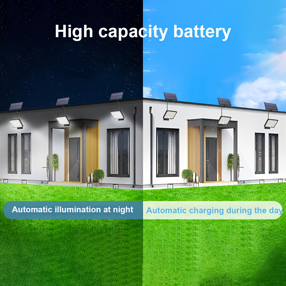 400 LED Solar Outdoor Light with Light Sensor, Remote Control, Separate Light Sensor Panel, 16.4 ft Cable, Dusk to Dawn Lighting, Security Solar Floodlight, Suitable for Outdoor Porch, Yard, Shed, Wall, Christmas Gift, Father's Day Gift