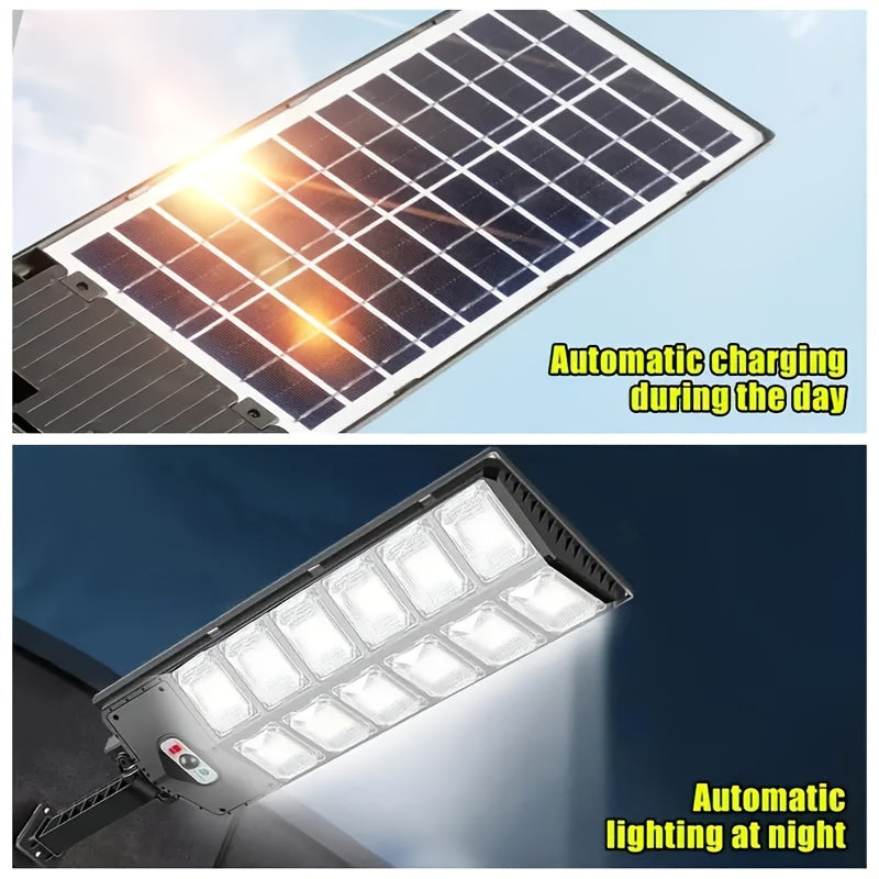 504 LED Solar Street Light with PIR Motion Sensor, Suitable for Home and Commercial Use, Dusk to Dawn, Solar Floodlight, LED Outdoor Area Lighting, Wall Mounted, Dusk to Dawn, Easy to Install