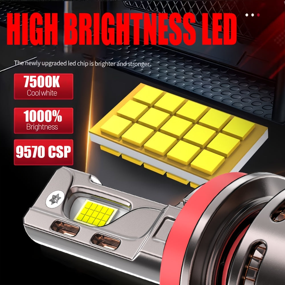 2PCS Car LED Headlight Bulbs - H11-O116, 59400LM, 300W, 7500K, 360° Beam Angle, 9570 CSP Chip, 1000% Brightness, H1, H4, H7, 9005, 9006, 9012, Plug-and-Play, No Battery, Driving Light, Spotlight