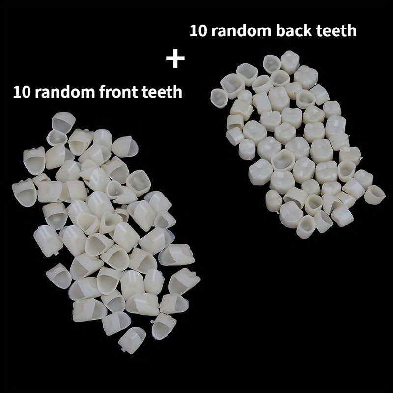 20片包含10前牙+10后牙临时假牙，带收纳盒，可重复使用上下颌套装，无味舒适口腔器具