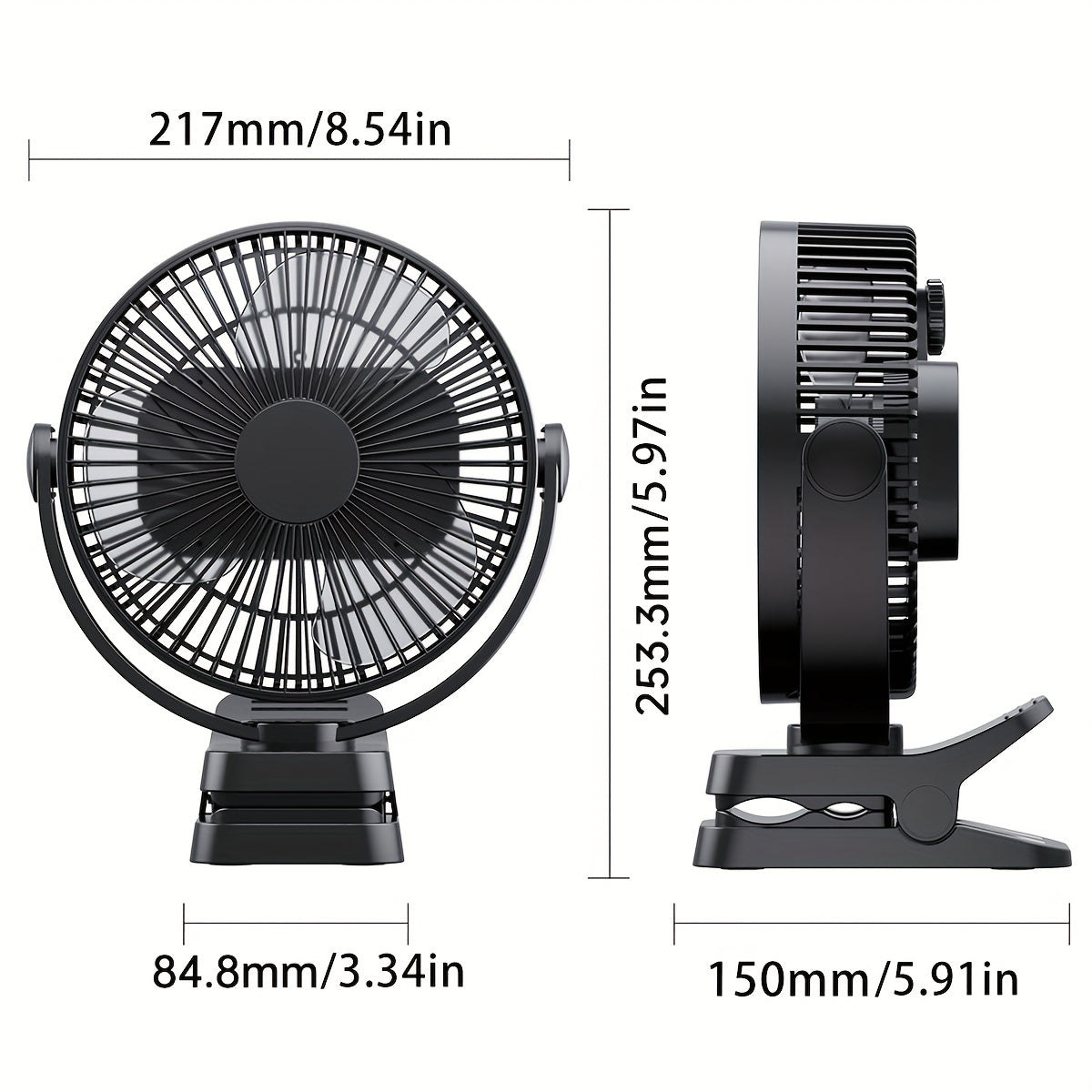 8 Inch Portable Clamp Desk Fan, 10000mAh Battery Up to 37H Working Time, USB Rechargeable Quiet Strong Airflow Fan with Digital Display, 5 Speed Levels, Durable Clamp Fan with Power Bank Output