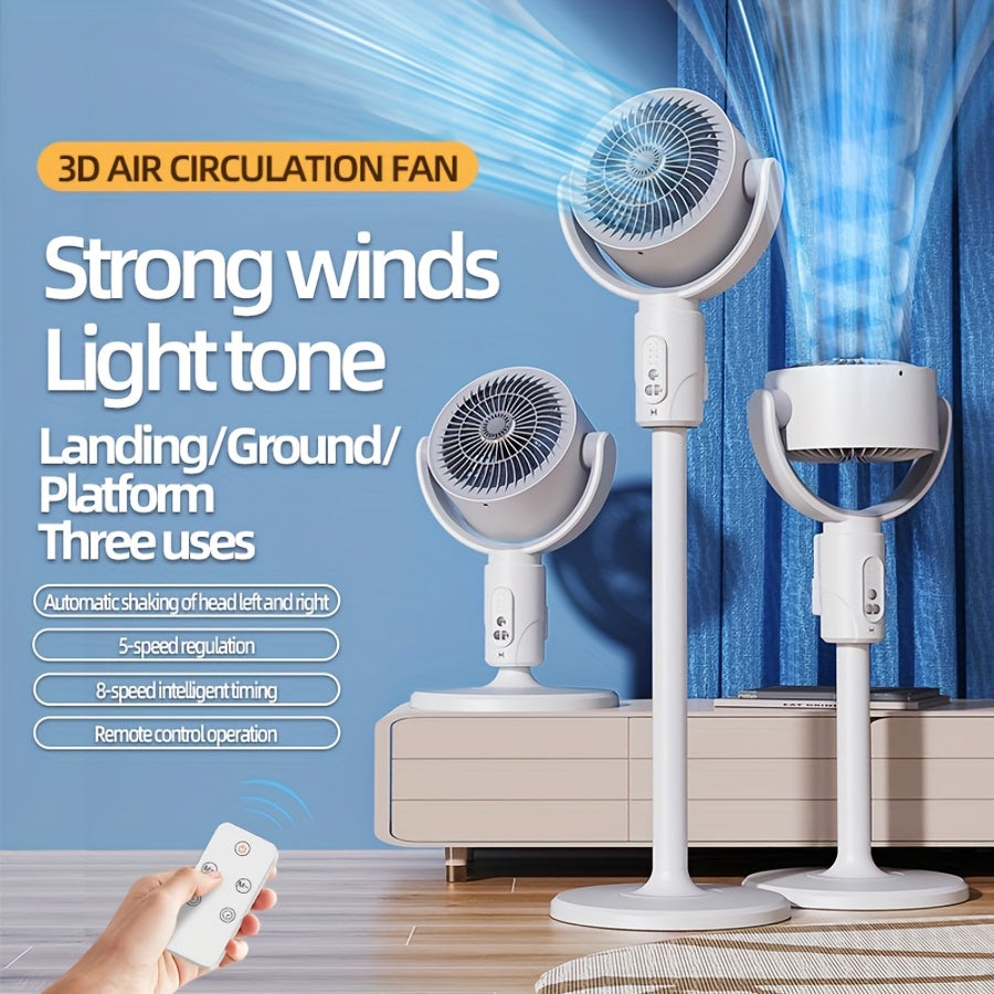 Height Adjustable Fan, 5 Wind Speed Levels, Type-C Charging Port, Lithium Battery Powered, Remote Control Operation, USB Charging Port, Perfect Christmas Gift