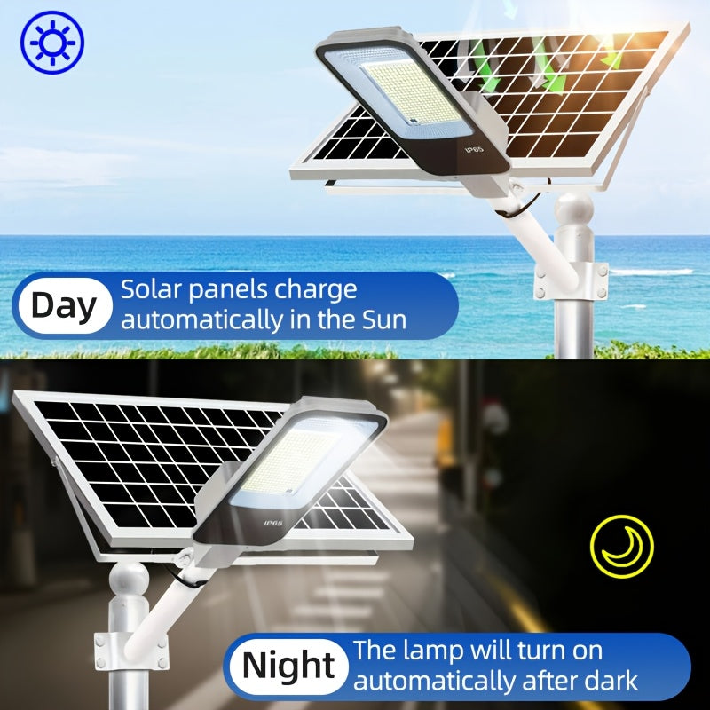 Super Bright Solar Street Light, 10000mAh Solar Light, 375 LEDs with Remote Control, Perfect for Parking Lots, Commercial Parking Lots, School Basketball Courts, Roadside Roads, Courtyards, Gardens, Villas, Outdoor Solar Street Light
