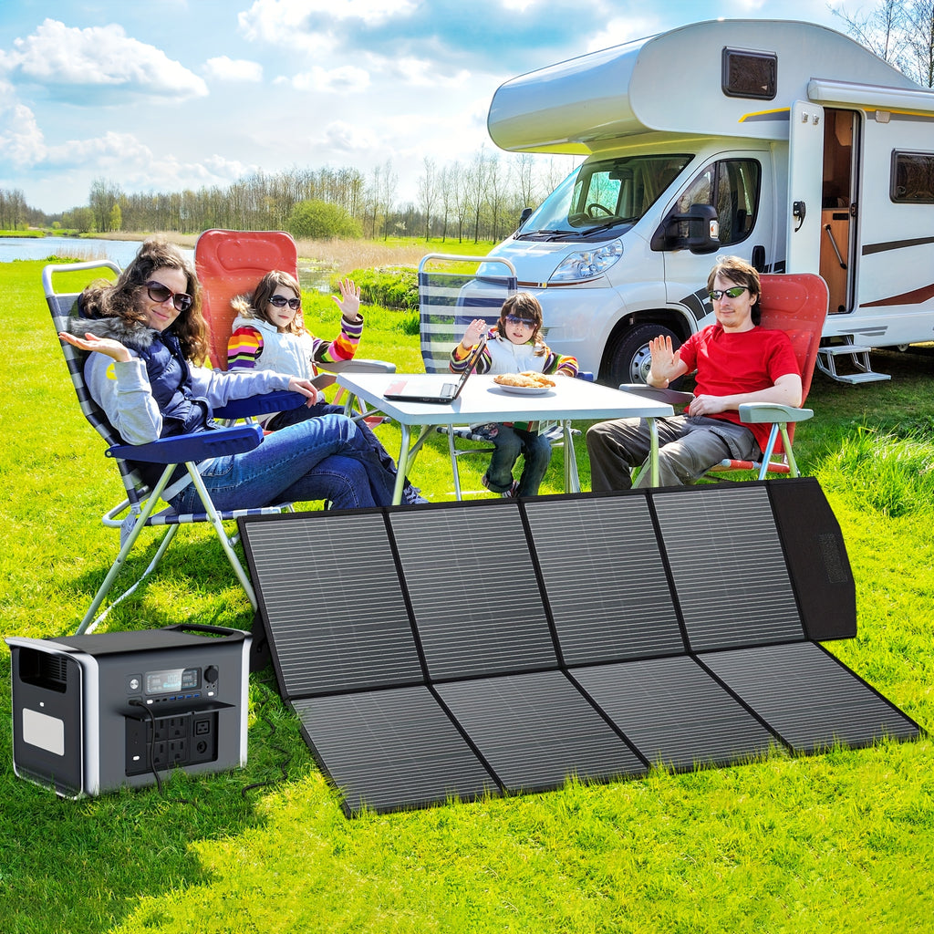 400W/200W/100W 可攜式太陽能板，可折疊太陽能毯，單晶高功率太陽能板，太陽能電池效率高達 23%，適用於戶外探險船用電站、花園、庭院、屋頂、露營 RV 太陽能發電機