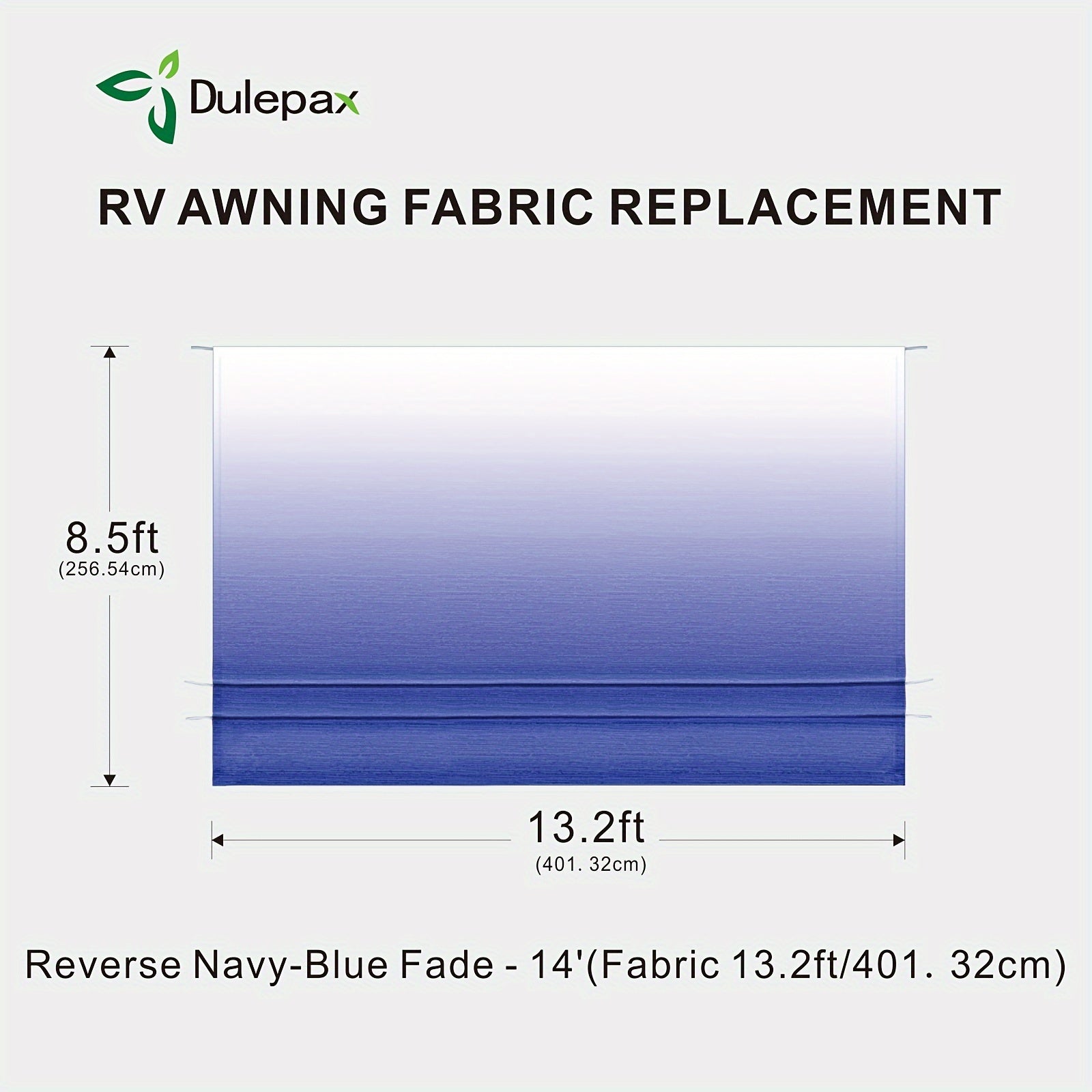 RV Awning Fabric Replacement (17.2ft) - Heavy Duty 16oz Vinyl Fabric - Universal RV Awning Replacement for All Brands - Premium Fade Grey Blue