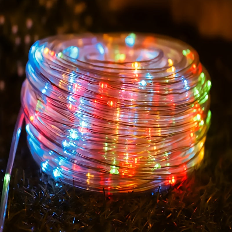 1 件 100 个 LED 太阳能管灯串，8 种模式，户外铜线 LED 灯，用于花园装饰灯、婚礼、派对、圣诞树、万圣节、节日装饰、照明（100 个 LED，393.7 英吋/33 英尺）