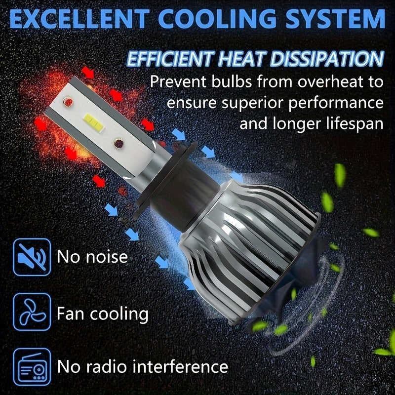 Erruson 2-Pack Dazzling Car Bulbs 9005/HB3 9006/HB4 H11 H4 H7 H1 High/Low Beam Dual-Use Turbo Light, 30000 Lumens 300W 3000K/4300K/6000K/8000K/25000K Car Light, 700% Brightness