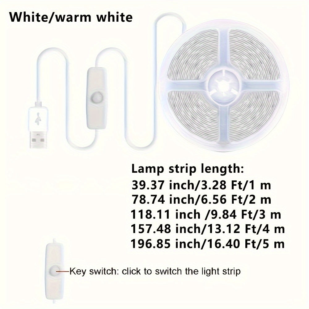 2pcsCOB LED灯带 5V USB 16.4英尺 暖光/白光 | 柔性低功耗，非常适合电视背光、橱柜照明、氛围灯、家居装饰、卧室、厨房、万圣节、圣诞节、婚礼、派对等