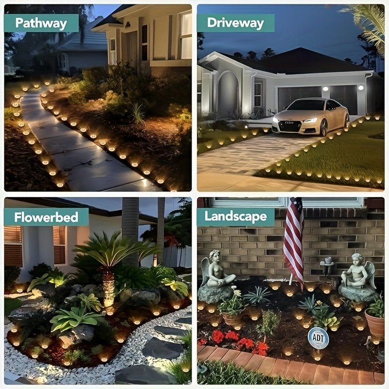 Solar Ground Spotlight Geometric Light, Stainless Steel Warm White Outdoor Landscape Light, 8LED Rotating Disc Light, Garden Viewing Light, Floor Lamp, Corridor Courtyard Patio Lawn Decorative Lighting, Solar Garden Light