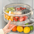 Clear Divided Vegetable Serving Tray with Lid & Dip Section – Rotating Fruit Platter for Parties, Outdoor Picnics, Catering, Takeout & Food Delivery – Ice Cold Handled Basket for Fridge – Perfect for Snacks