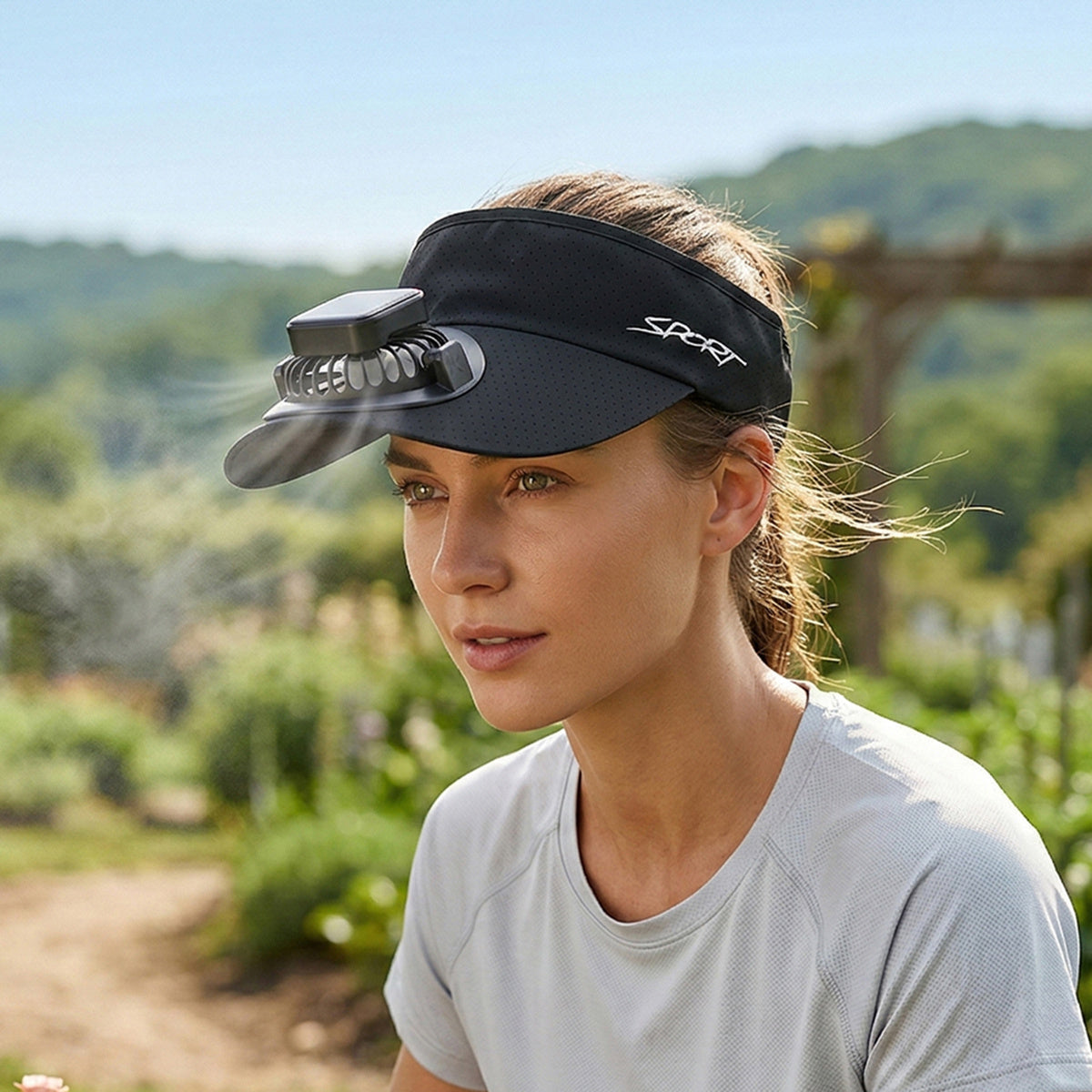 Men's Women's Hollow Baseball Cap with Solar Fan, Summer Sun Hat, Solar Outdoor Sun Visor Hat
