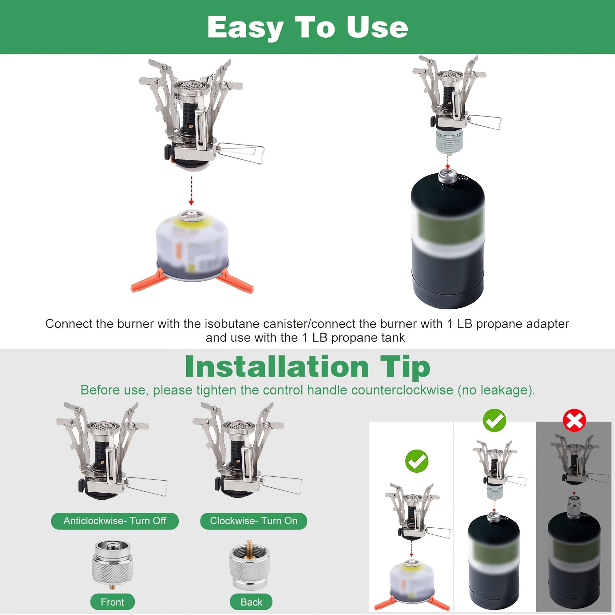 Lightweight Camping Stove for Backpacking, Gas-Powered with Piezo Ignition (Stove Only)