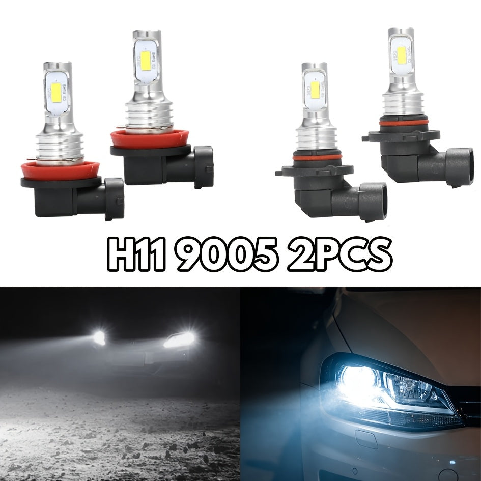 2-Pack 9005 H11 LED Headlight Bulbs 80W Super Bright Fog Light 3570 Chipset 2SMD CANBUS Error-Free Decoder, Replacement Headlight Bulbs for Cars and Trucks