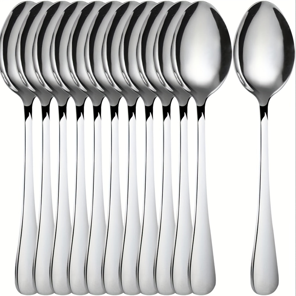 12-Piece Stainless Steel Dessert Spoon (5.39in) – Mini Ice Cream Spoon, Coffee Spoon, Fine Tea Spoon – Small Stainless Steel Spoon, Cutlery Set – Perfect for Home, Kitchen, Restaurant, Afternoon Tea