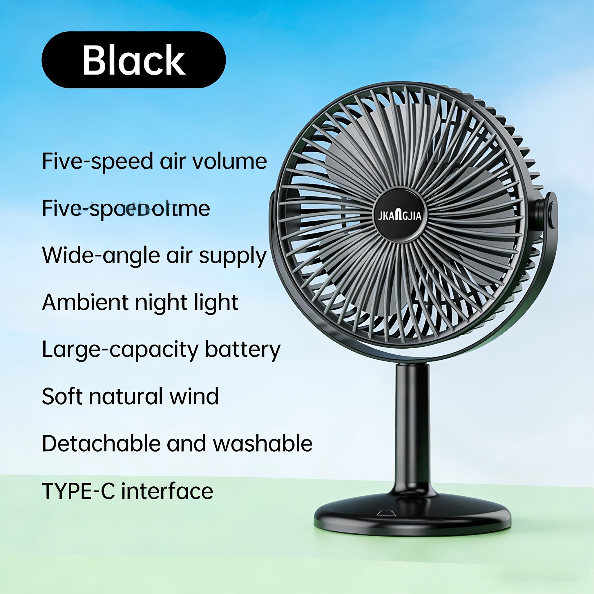 Multifunctional Adjustable Hanging & Desktop Fan | 5 Speed Levels, Built-in Light, USB Charging Port, 360° Adjustable, Triple Fan Design, High Power & Large Capacity Battery, Perfect Partner for Home, Bedroom, Living Room