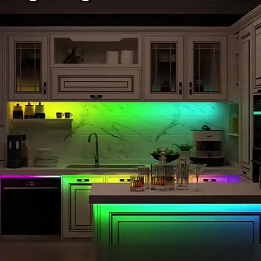 3.28英尺-100英尺 RGB 灯带，带遥控器，可调节颜色变化，柔性设计，适用于卧室、厨房、天花板和房间氛围照明 - 节能
