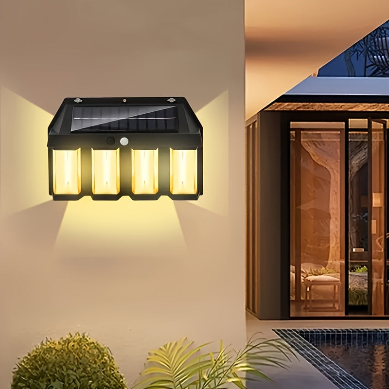 2-Pack Solar Wall Light, Outdoor Wall Washer Light, Courtyard Villa Exterior Wall Decoration. Suitable for Outdoor Patio, Garden, Lawn, Balcony, Christmas, Up and Down Wall Light, Hallway Decoration