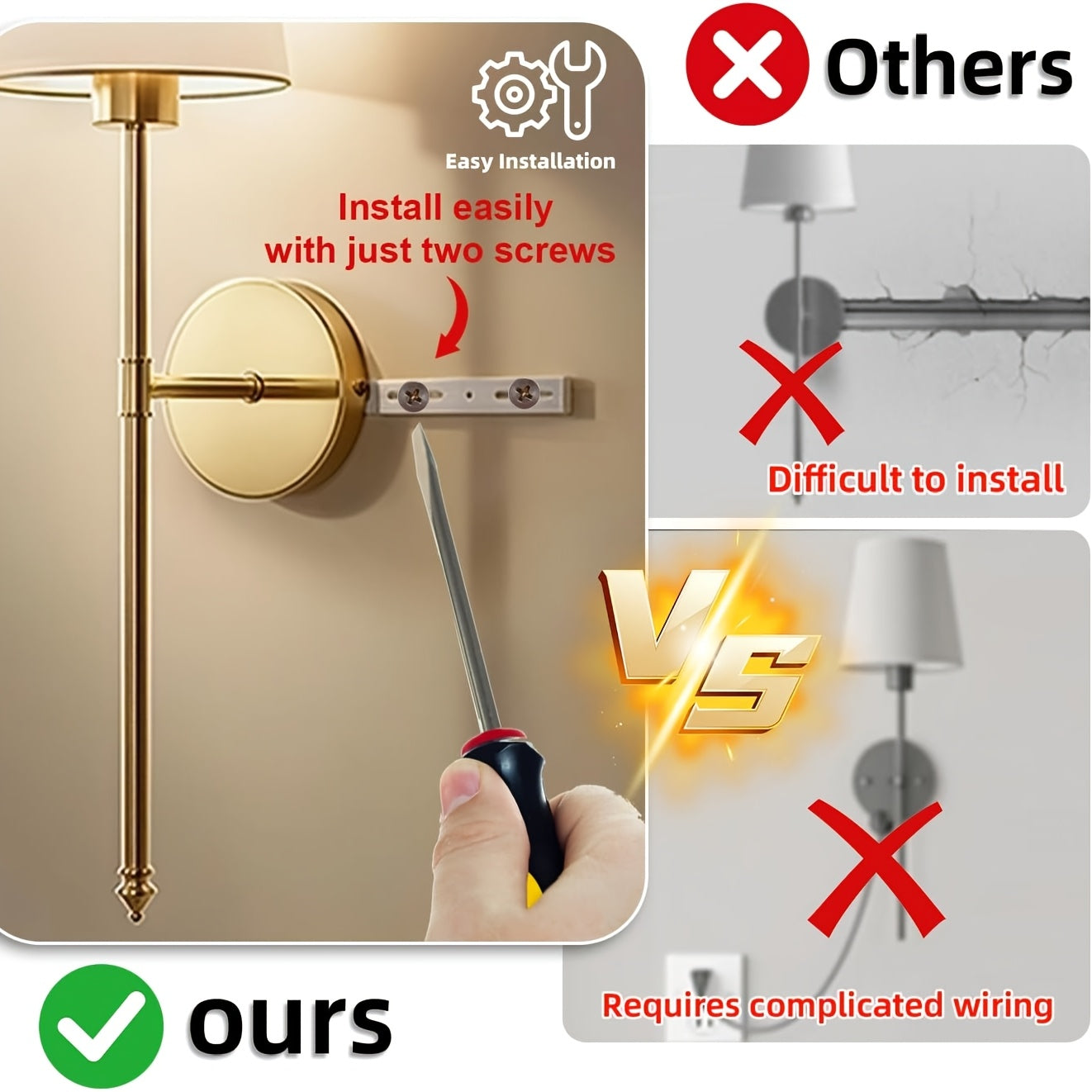 Wall Light Battery Operated 2-Piece Set Rechargeable Wall Light 10-Color Wireless Wall Light 2 Sets, Dimmable Bulb and Remote Control, Suitable for Bedroom, Living Room, Hallway Decoration