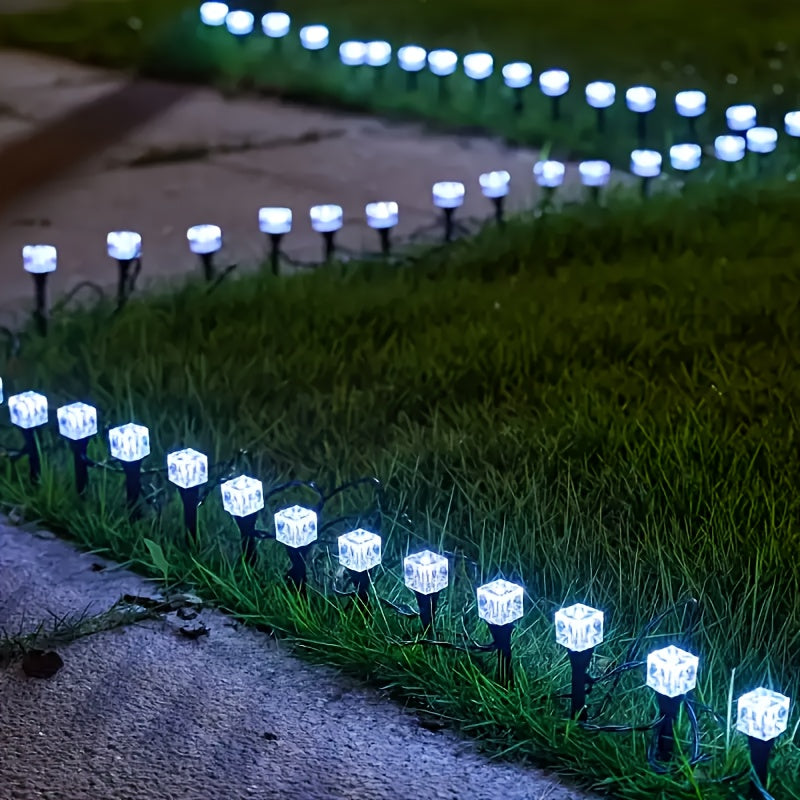 New / 8 Modes - High Brightness Solar Ice Cube Courtyard Decorative Light, Outdoor Glowing LED Light, Solar Outdoor Light, Ice Brick Light, IP44 Rated, Landscape Street Light, Lawn Ground Insert Light, 8 Modes, Festival Light, Garden Light