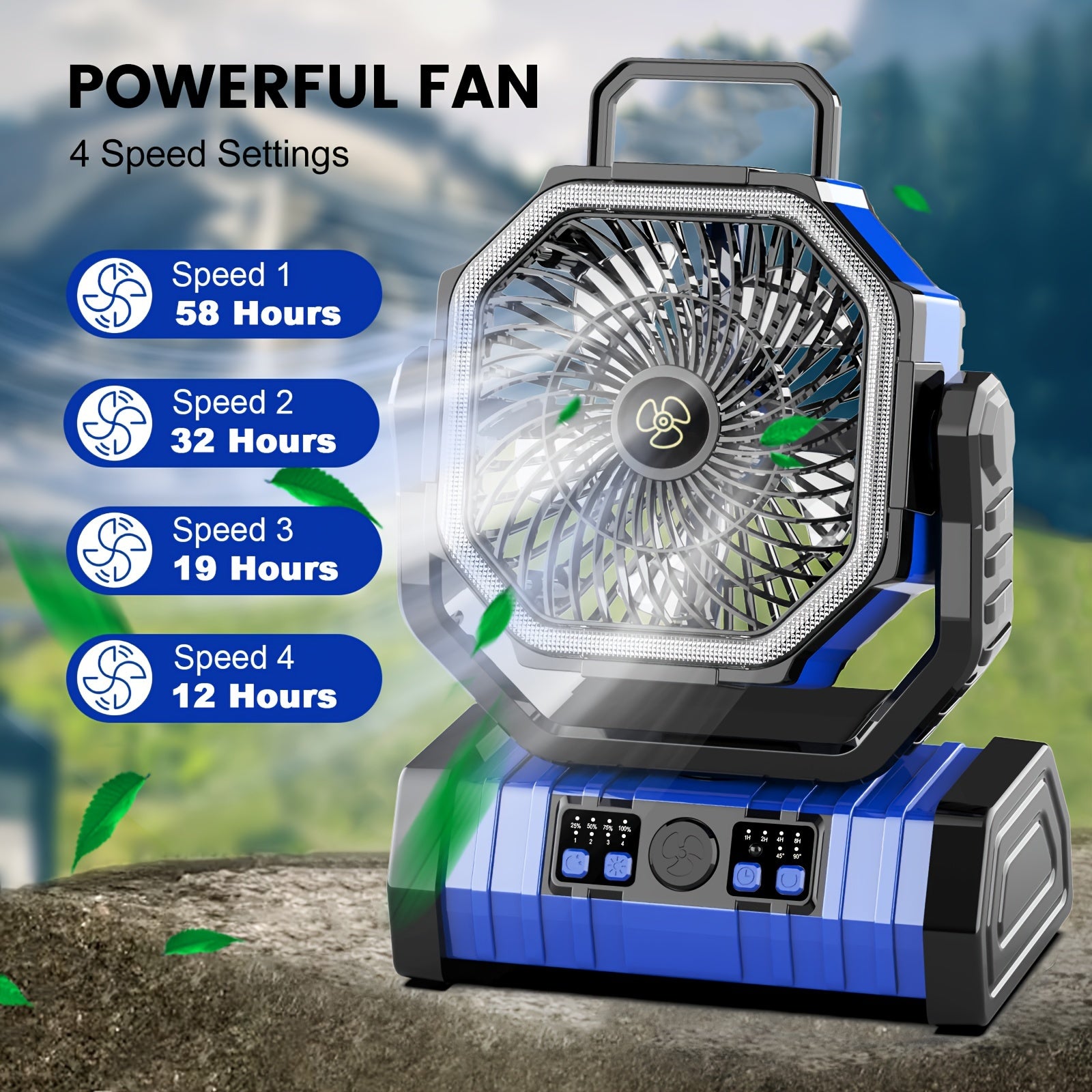 New Outdoor Camping Fan with LED Light, Night Fishing USB Hanging Camp Fan, Remote Control Tent Ceiling Fan Light, High Power Portable Ultra-Long Battery Life Outdoor Camp Light