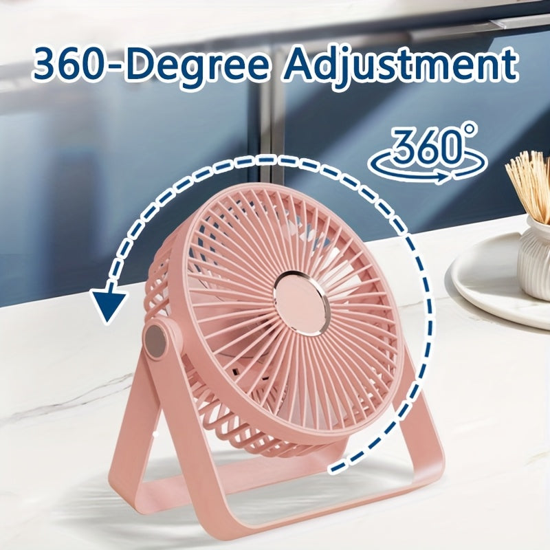 Portable Powered Desktop Hanging Fan, Pink & White Available, 3-Speed Quiet Adjustment, 360° Foldable Design with Sleep Light, Multifunctional Ultra-Slim Cooling Device for Home Office Travel