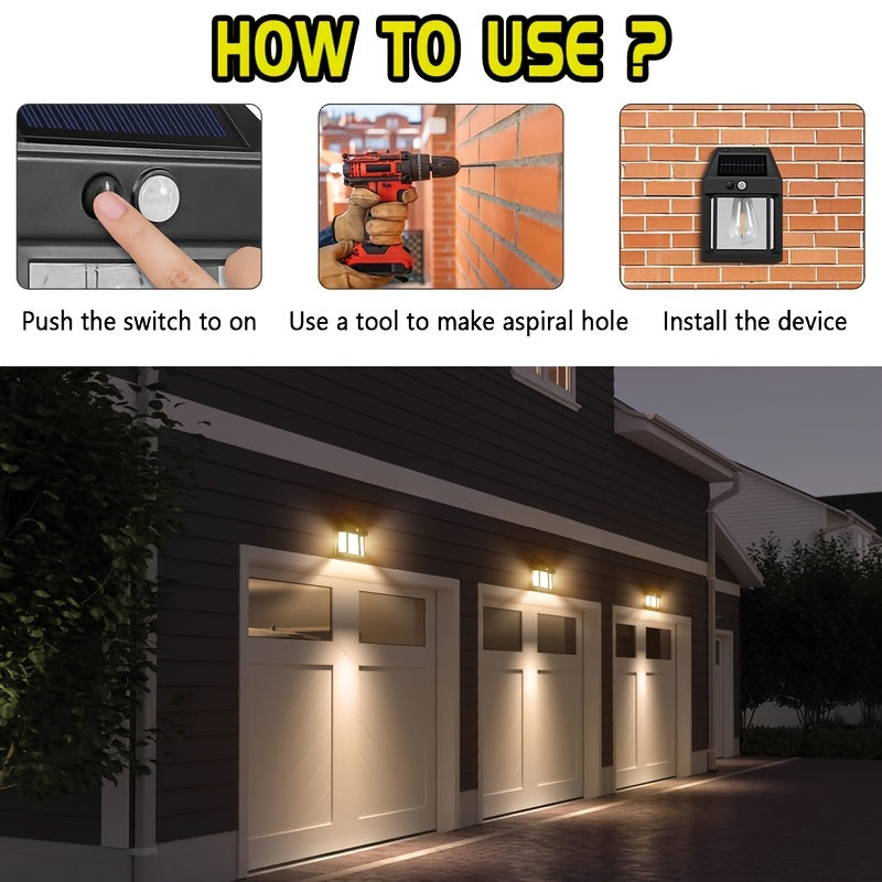 1/2/4 Pack Smart LED Solar Light, PIR Motion Sensor Solar Wall Light, Outdoor Solar Charging High Brightness Street Light, 3 Modes Solar Powered Decorative Garden Light Security Lighting, Mini Step Light, Perfect for Porch, Pathway, Courtyard