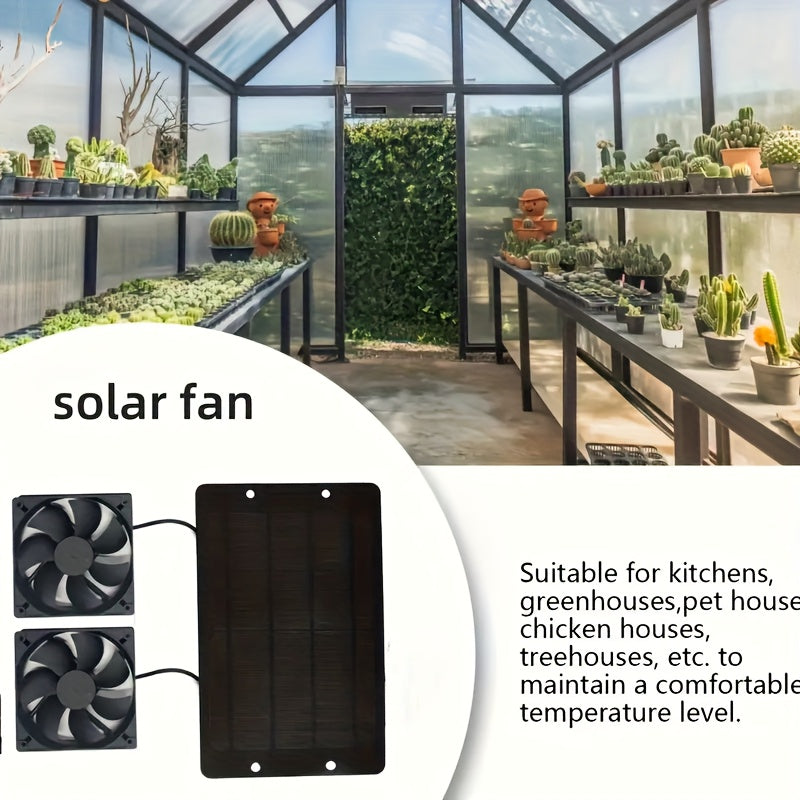 Rcl Solar Fan, Equipped with Two Solar Powered Fans, Designed for Ventilation and Air Circulation in Outdoor Places Such as RVs, Campsites, Pet Sheds, Windows, Chicken Coops, Greenhouses and Sheds