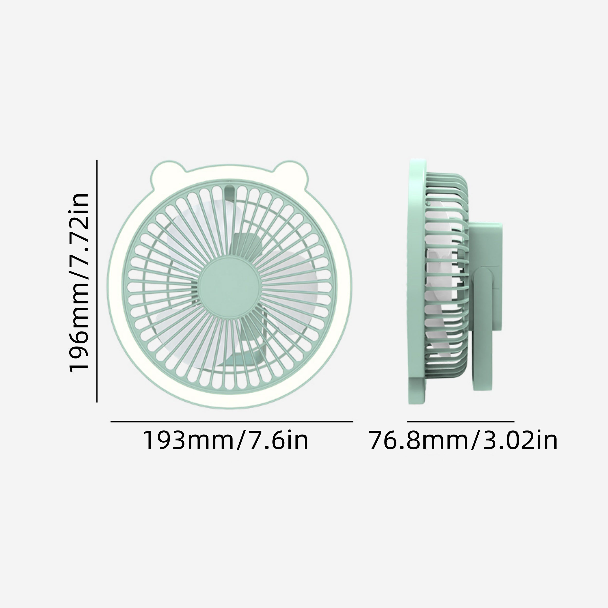 Rechargeable Portable Fan with Desktop Lighting Function, 3 Wind Speed Modes, Up to 7 Hours Runtime, Multi Placement Design, Ideal for Outdoor Activities and Travel