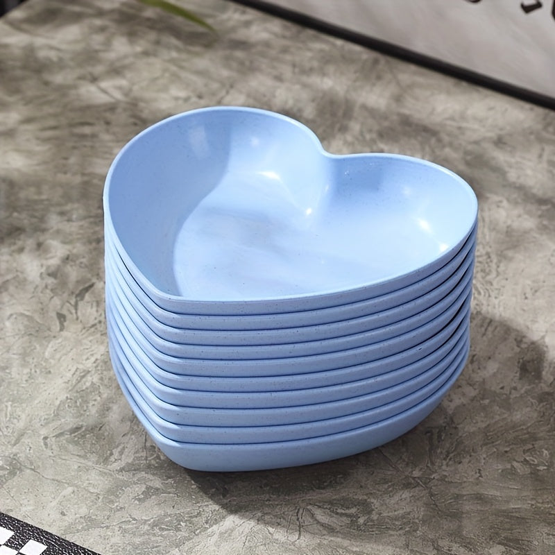 5 or 10 Pieces, Plastic Heart-Shaped Dinner Plate, Fruit Plate, Dessert Plate, Cake Plate, Snack Plate, Pickle Plate – Kitchenware, Kitchen Supplies