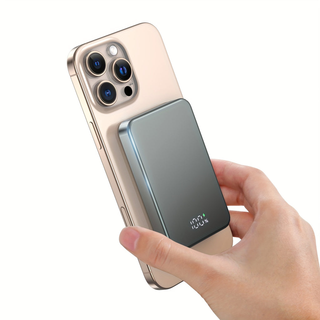 磁吸無線充電寶 10000毫安超薄快充移動電源 帶LED顯示屏 適用於iPhone 17/16系列及其他Qi相容手機
