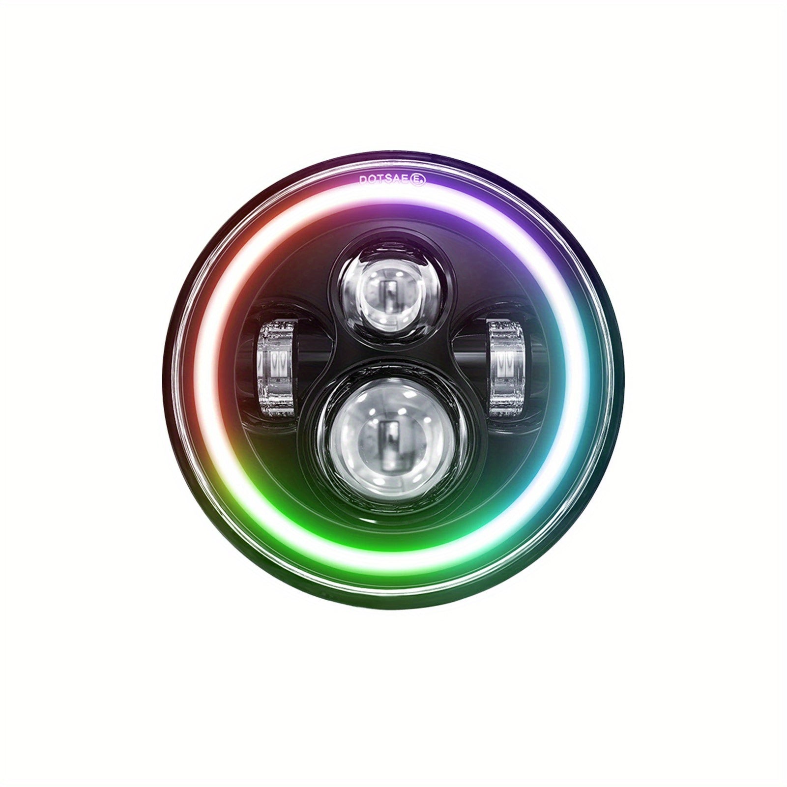 7-Inch Headlight Round Headlight with High/Low Beam and Daytime Running Light, Colored Angle Eye Light, Suitable for Cars and Motorcycles, No Battery Included