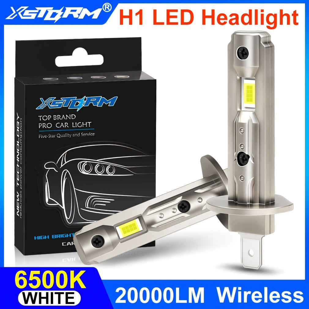 Xstorm 2Pcs 20000 Lumens H1 LED Mini Headlights Canbus H1 LED Light CSP for Car Headlight Fanless Daytime Running Light Car Fog Light 12V 6500K White Light