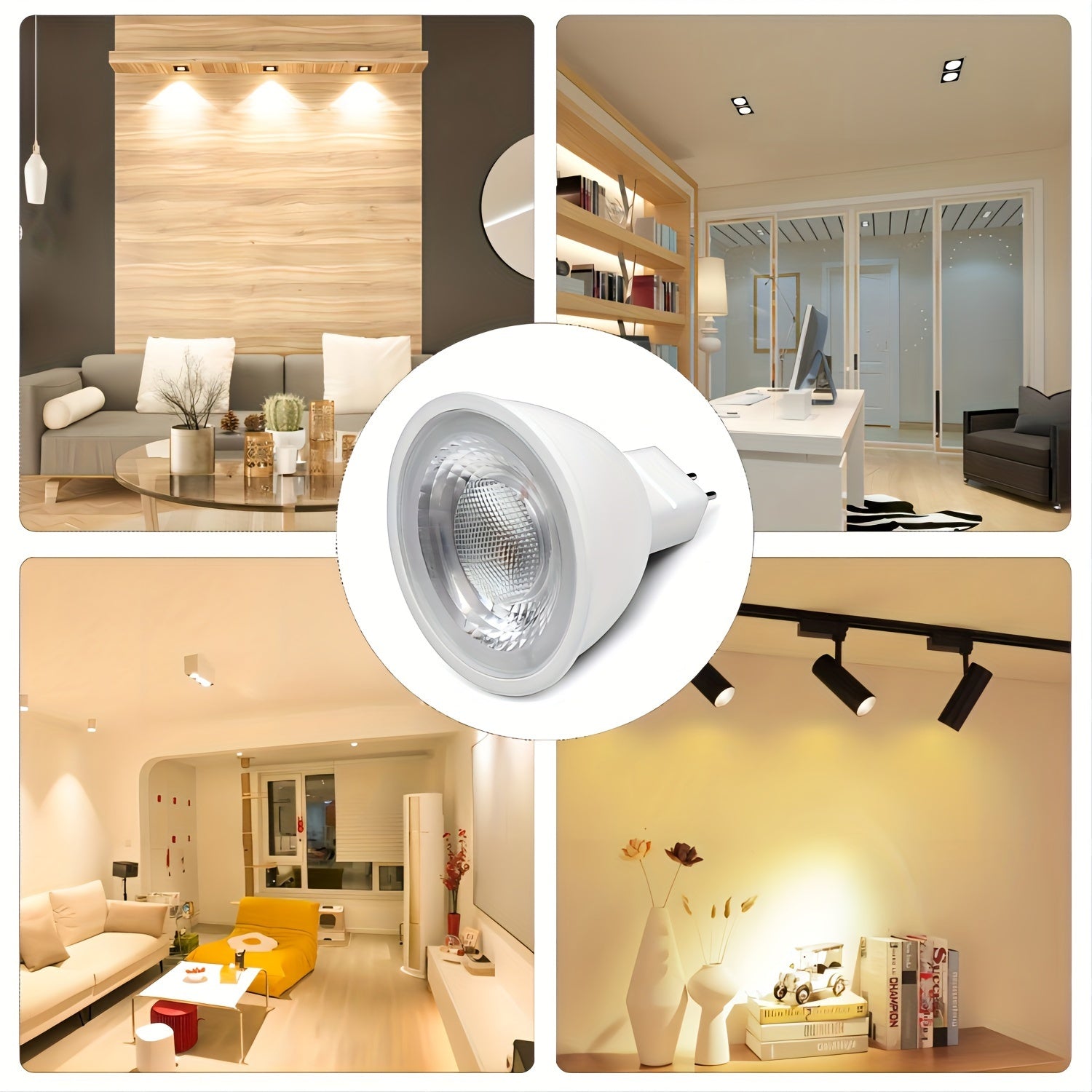 MR16 GU5.3 LED track light spotlight downlight recessed light source bulb, chandelier LED spotlight MR16 lamp cup indoor outdoor hallway AC/DC 12V GU5.3 3000K 5W two-pin base bulb, replaces 50W halogen bulb, 4/6/10-pack