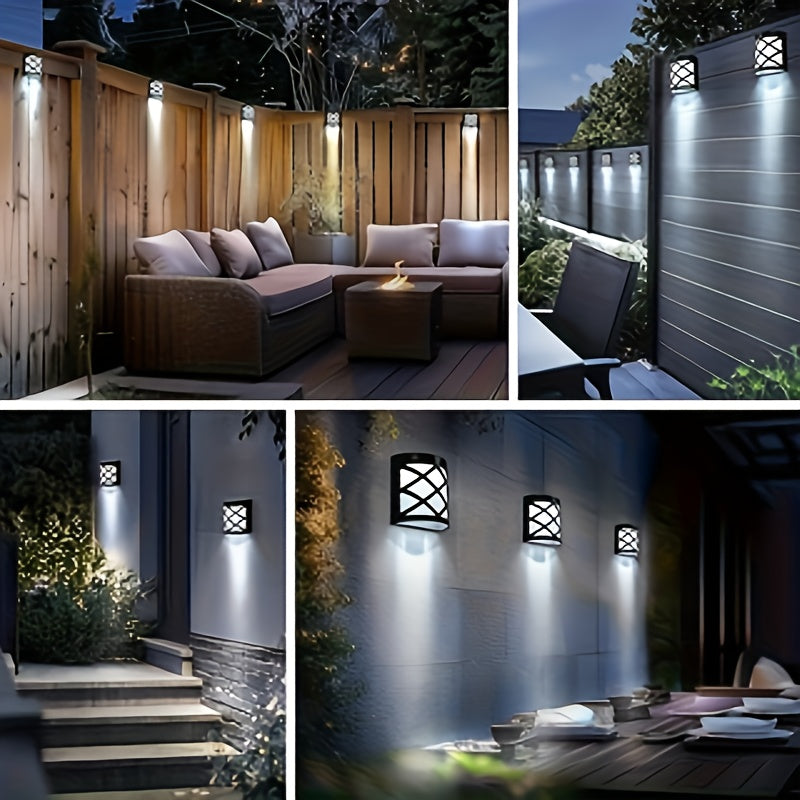 1pc Solar Wall Light Fence Light LED Fence Ambient Light Garden Courtyard Light Outdoor Night Light Optional White/Warm Light
