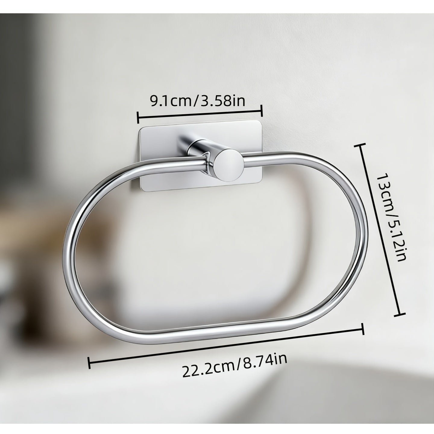 Stainless Steel Towel Rack & Towel Ring - 180° Foldable, Wall Invisible Installation, Strong Adhesive Backing, Towel & Bath Towel Storage Bathroom Organizer, Bathroom Accessories