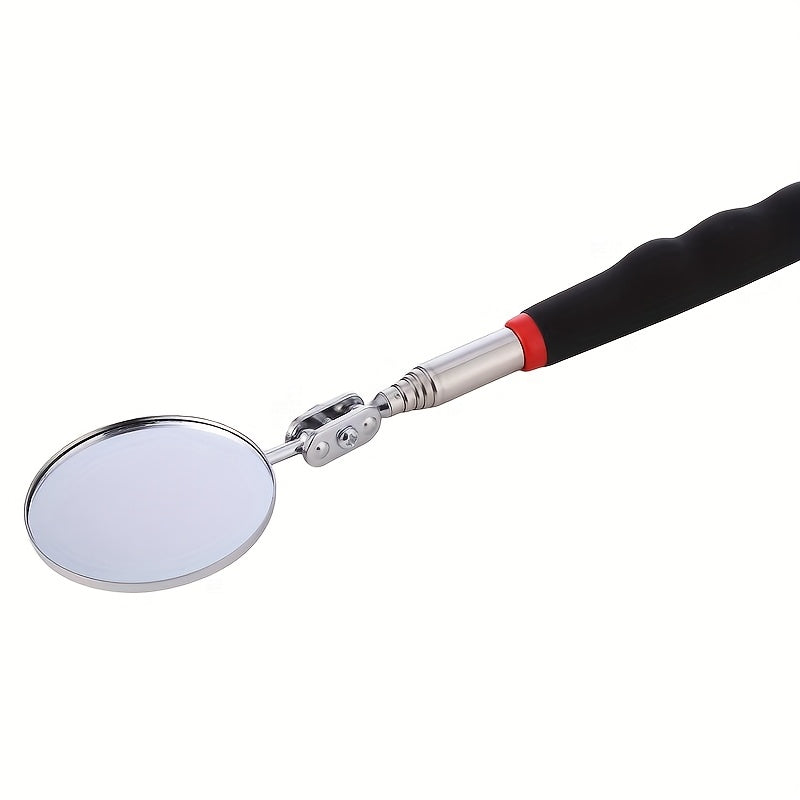 Black Car Underbody Inspection Mirror – Universal Foldable Telescopic Inspection Mirror with Retractable Magnetic Pick-Up Tool, LED Lighted Magnetic Pickup Rod, Auto Repair Tool for Metal Retrieval