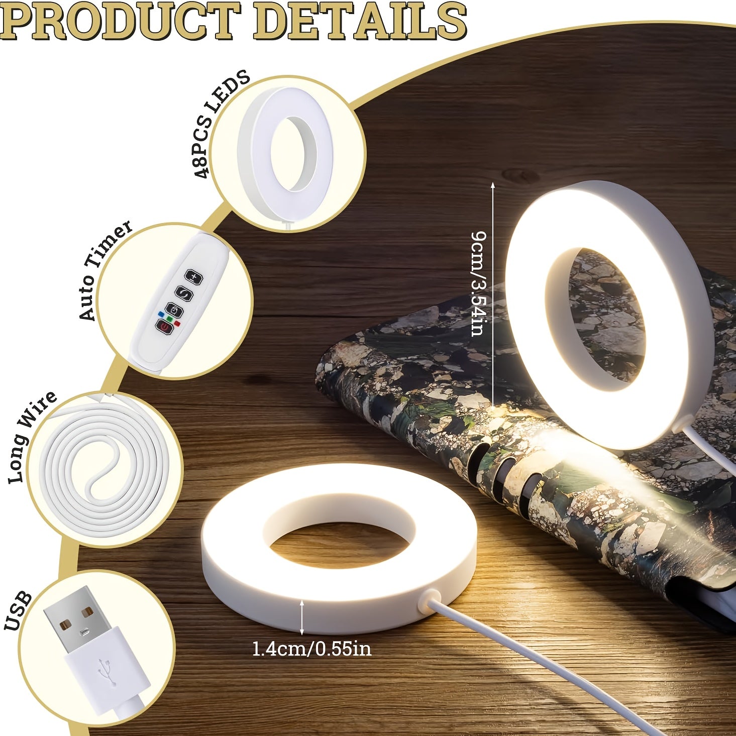 LED Plant Grow Light, Auto On/Off with 3 Adjustable Color Modes, Full Spectrum Plant Lamp, 10 Brightness Levels & Timing Mode, Ideal for Indoor Plants, Herbs and Flowers. Durable Plastic Construction, USB Powered, No Battery Required