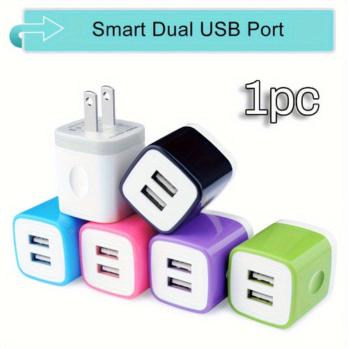 1pc USB Wall Charger, Charger Adapter, 2.1A/10W Dual Port Fast Charging Plug Box, Suitable for iPhone 15 14 13 12 11 Pro Max 10 SE X 8 7 Plus Samsung Power Block Fast Charging Box