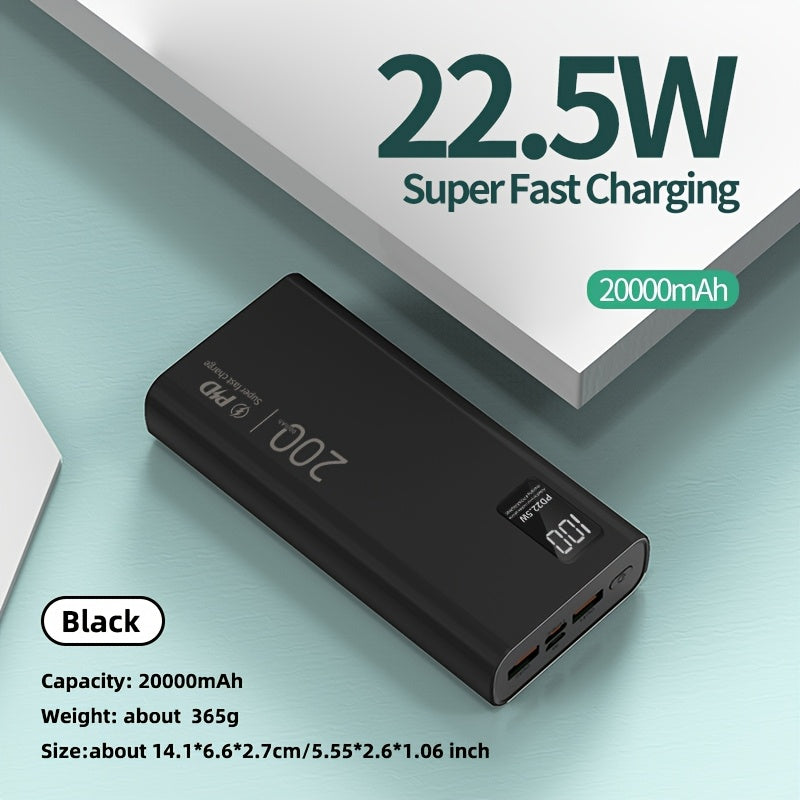 22.5W Fast Charging 20000Mah Portable Power Bank PD20W Dual Input Three Output