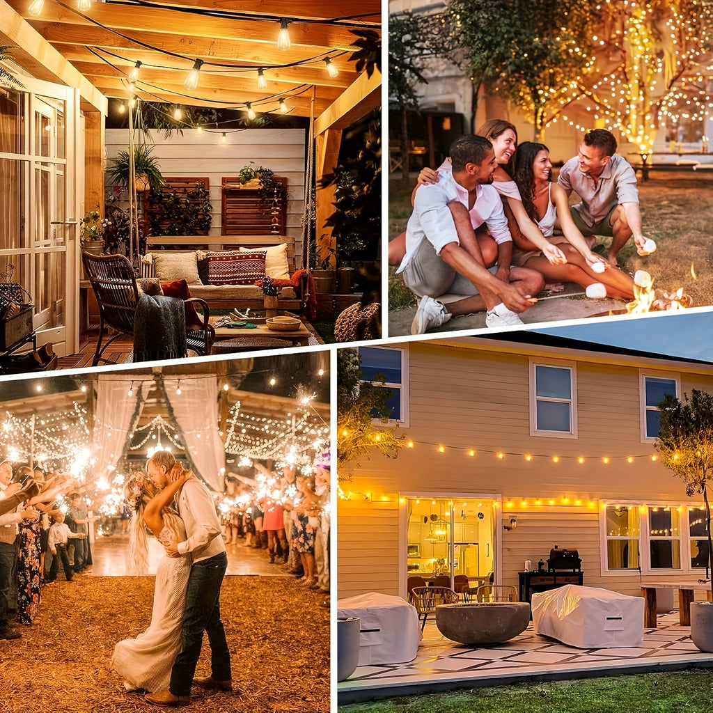 Solar ST38 LED String Light - 50/100/200FT Shatterproof Light String with Remote Control, Perfect for Outdoor Courtyard Decoration, Cafe Bistro, Christmas Wedding Party Night Light