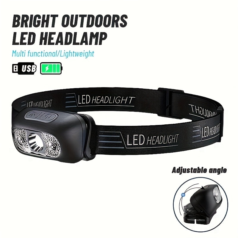1Pc Mini Rechargeable Powerful Induction Headlamp, Smart Wave Motion Sensor Head Flashlight, USB Rechargeable Searchlight, Ideal for Fishing, Hiking, Repair and Emergency Lighting