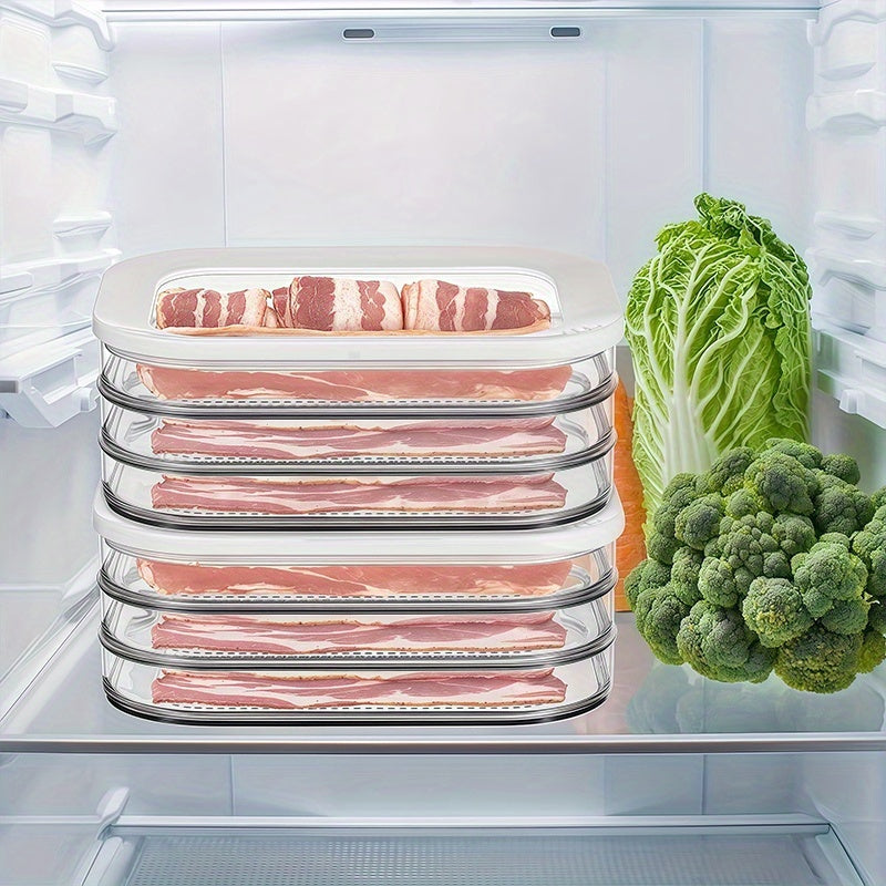 1/2/3/4 Tier Stackable Food Storage Containers, Fridge Storage Boxes, Meat Fresh-Keeping Box, Cooked Food Organizer, Stackable Leak-Proof Sealed Design, Reusable for Refrigerator & Freezer, Suitable for Cheese