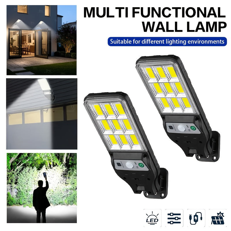 1/2 Pack Commercial Solar LED Sensor Light, Motion Sensor, High Brightness LED, Solar Wide Angle Flood Street Light, Solar Rechargeable Wall Light, Easy to Install, Perfect for Outdoor, Garden, Street, Steps, Patio, Porch Light, Home and Shop Lighting